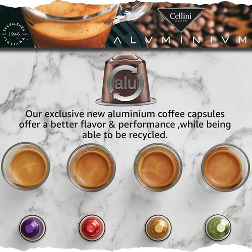 Cellini Caffè Intenso Dark Roast Coffee Capsules - 30 Count Aluminum Nespresso Pods | 100% Compatible