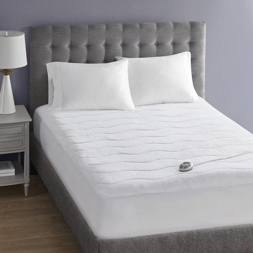 Serta Plush Heated Mattress Pad - Electric Bed Warmer with 10 Heat Settings Controller, Auto Shut Off Timer, Deep All Around Elastic Pocket, ETL Certified, Machine Washable, Full, White