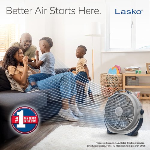 Lasko Wind Machine Fan - Powerful 20" Air Circulator with 3 Speed Settings | Gray Finish