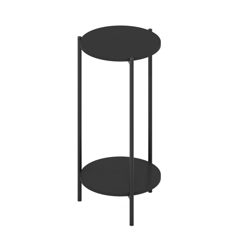 2-Tier Modern Round Side End Table with Sturdy Metal Legs