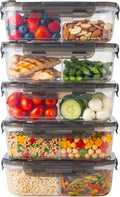 Compartmentalized Airtight Food Storage Containers by [Brand Name] - BPA-Free, 5-Pack with Vented Lids for Meal Prep (5.5 Cups Each)