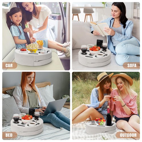Couch Cup Holder-Sofa Cup Holder Pillow | Couch Caddy Buddy | Drinks Cupholder Tray Organizer for Bed, Rv, Tv, Car, Man Cave, Boat, Remote, Snacks| Gift for Couch Potato,Newborns' Partent (SilverGrey)