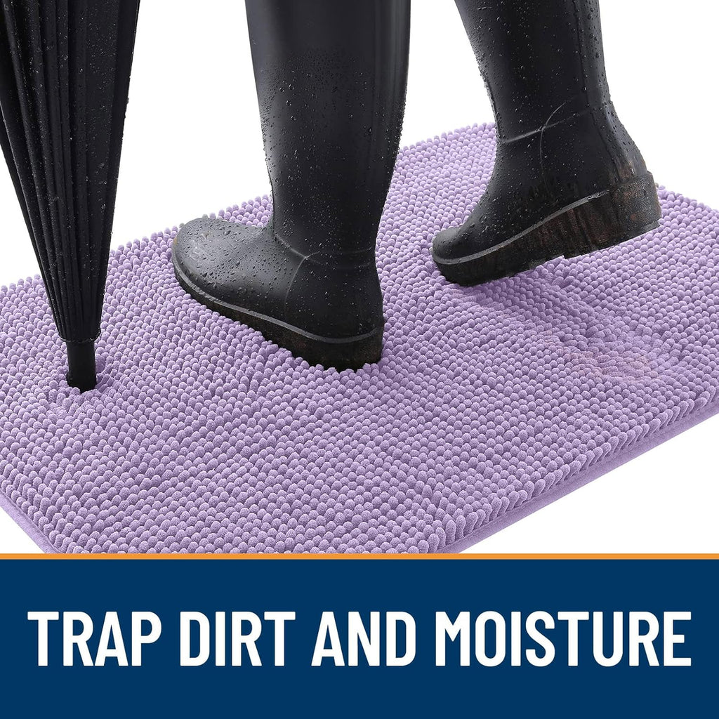 OLANLY Dog Door Mat - Absorbent Non-Slip Mud Mat for Dogs | 59x24 Inches, Quick Dry Chenille, Lavender