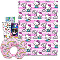 Hello Kitty Neck Pillow and Blanket Set - Bundle with Hello Kitty Fleece Blanket, Travel Neck Pillow, Stickers, Create a Face Activity Book, and More