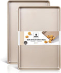 HONGBAKE Non-Stick Half Sheet Baking Pans - 57% Thicker Carbon Steel Cookie Sheets | 17.5" x 12" Trays