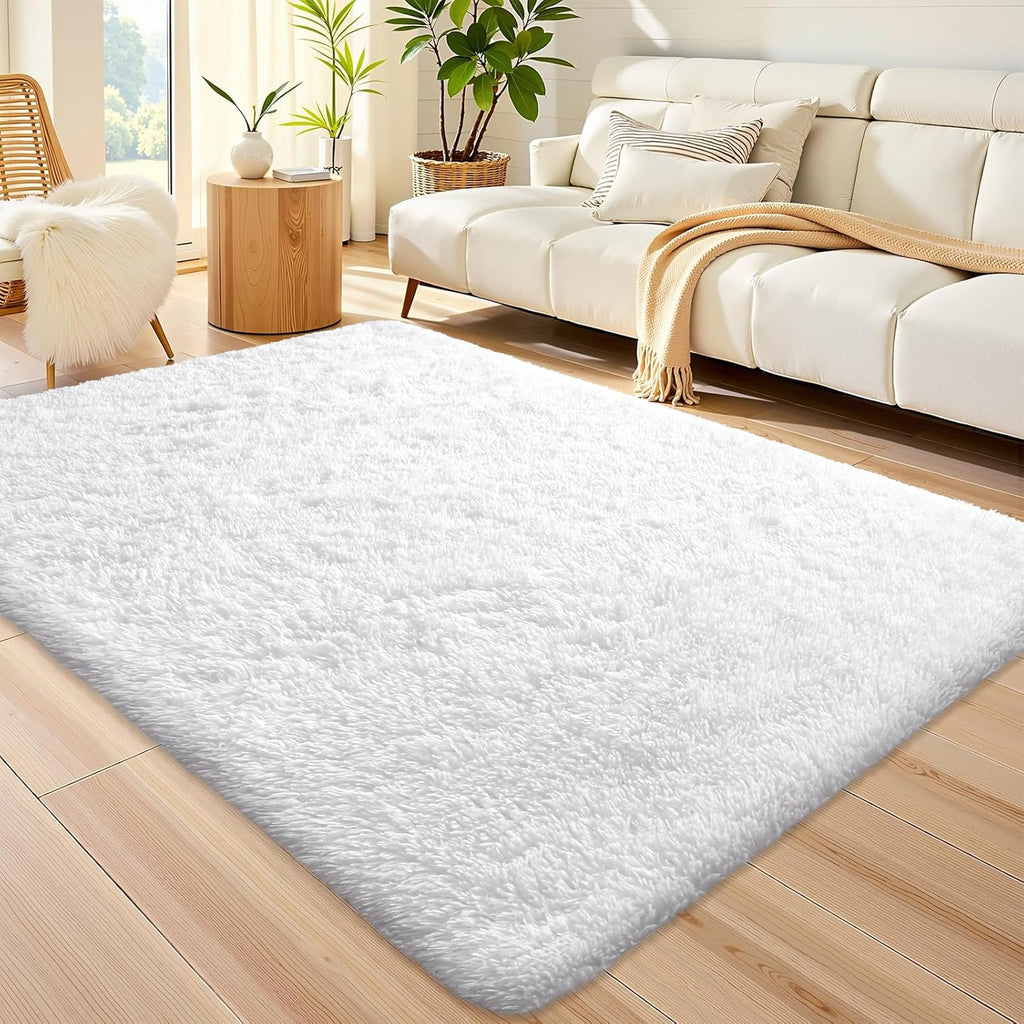 OLANLY Area Rug - Soft Fluffy Shaggy Design | Machine Washable 4x5.9 ft for Living Room & Bedroom