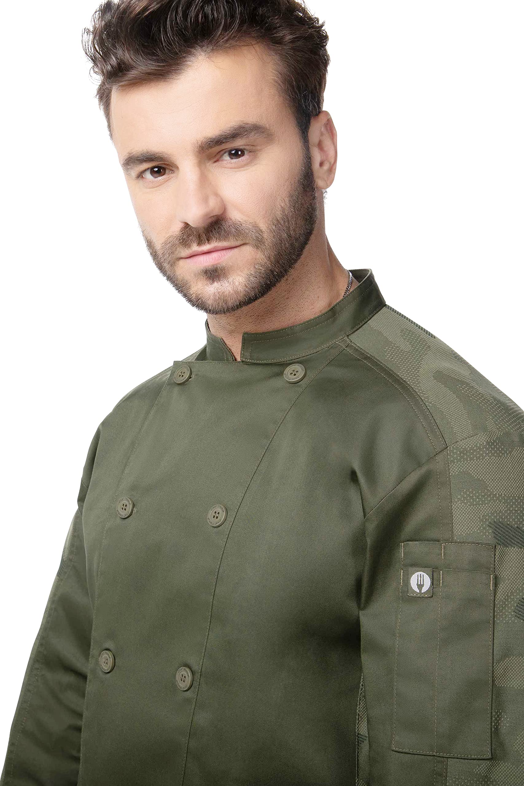 Chef Works Men's Mojave Chef Coat, Olive, Small