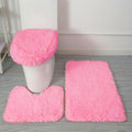 Eanpet Pink Bathroom Rug Set - 3-Piece Washable Bath Mats with U-Shaped Contour Rug & Toilet Lid Cover