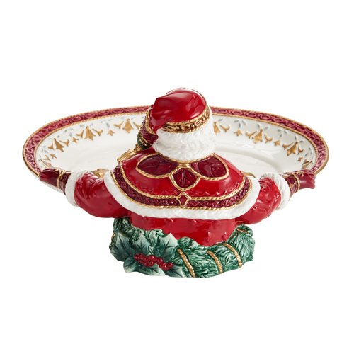 Fitz and Floyd Noel Holiday Santa Figural Serving Bowl Platter, 12 Inch