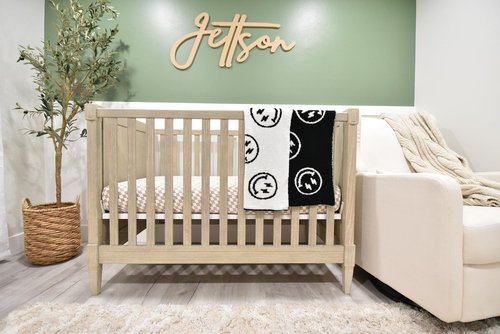 L+L USA Smiley Face with Lightning Bolt Eyes Baby Blanket 28"x40" - DreamSoft Throw for Crib, Stroller or Car Seat Blanket/Newborn Nursery Gift for Toddler, Infant, Kids, Boys & Girls (Black/White)