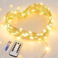 JMEXSUSS USB Fairy Lights - 33ft 100 LED Twinkle String Lights with Remote | Warm White Silver Wire for Bedroom Decor