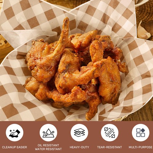 100 PCS Deli Paper Sheets, 12"x12" Wax Paper Sheets for Food, Checkered Sandwich Wrapping Grease Resistant, Food Basket Tray Liners Wrappers for Burger, Bread，Lunch, Party, Festival, Picnic, BBQ