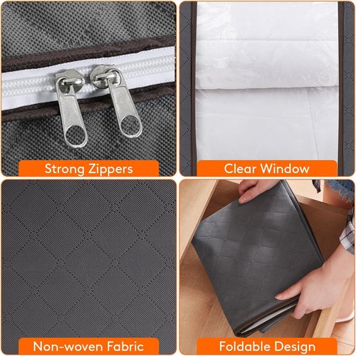 Lifewit 100L Clothes Storage Bins - 3 Pack with Lids, Zippers & Clear Windows for Easy Organization