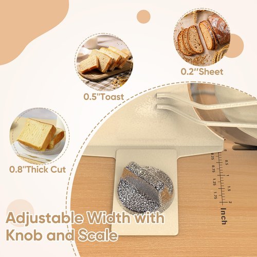 Manual Bread Slicer for Homemade Sourdough Bread, Hand Crank Bread Slicer With Scale Line, Suction Cup and Protective Cover, Adjustable Thickness