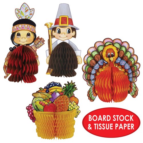 Beistle Thanksgiving Mini Centerpieces 12 Piece, 4"-5", Multicolored