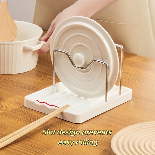 chhcjqyyf Spoon Rest & Pot Lid Holder - 2-in-1 Kitchen Cooking Tool Rack for Counter & Stove Top - Lid Holder While Cooking, Multifunctional Organizer