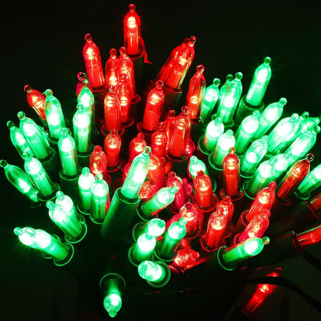WATERGLIDE 50 LED Outdoor Christmas Lights - 16FT Battery Operated Mini String Lights | Waterproof Red & Green with 8 Modes & Timer for Holiday Decor