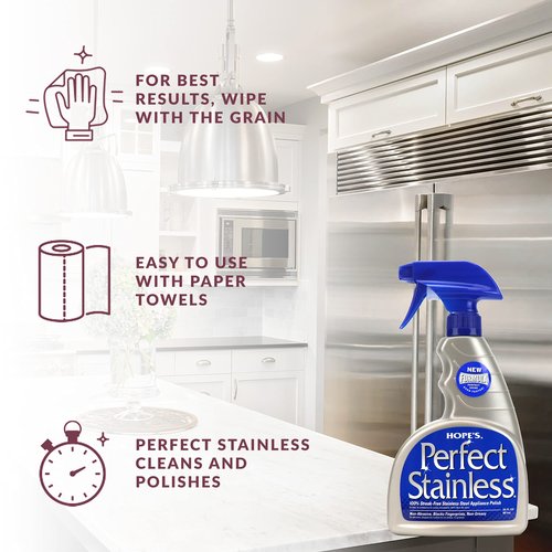 HOPE'S Perfect Stainless Steel Cleaner and Polish, 22-Ounce, Streak-Free Self-Polishing Formula, Blocks Fingerprints, 1 Pack
