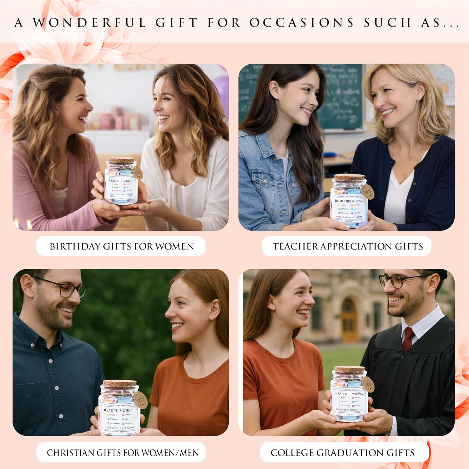 Read This When Bible Verses Jar - Thoughtful Christian Gift for Moms, Birthdays, Graduations & Teachers