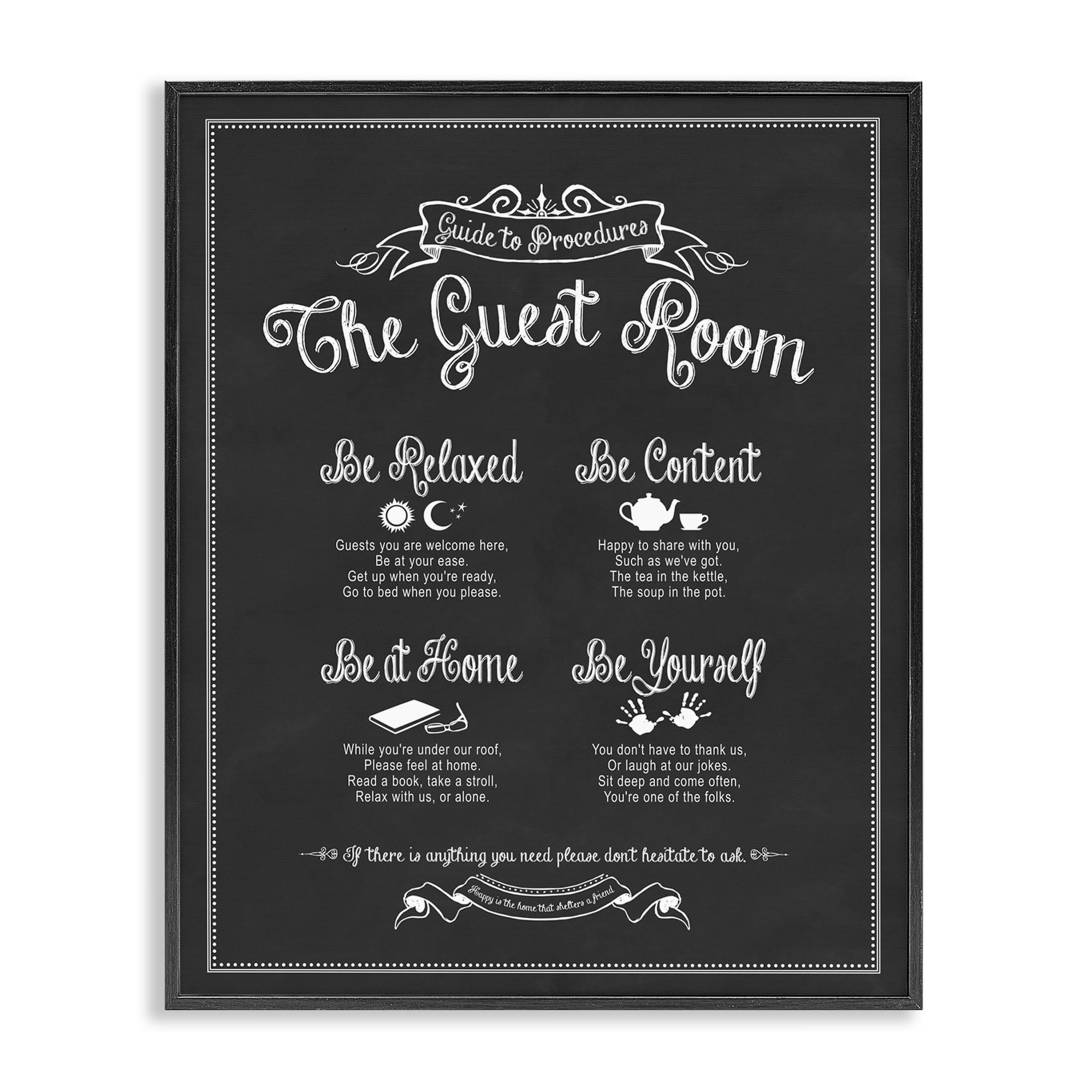 Stupell Industries The Guest Room Guide Black Framed Wall Art, 11x14, Design by Artist Lettered and Lined