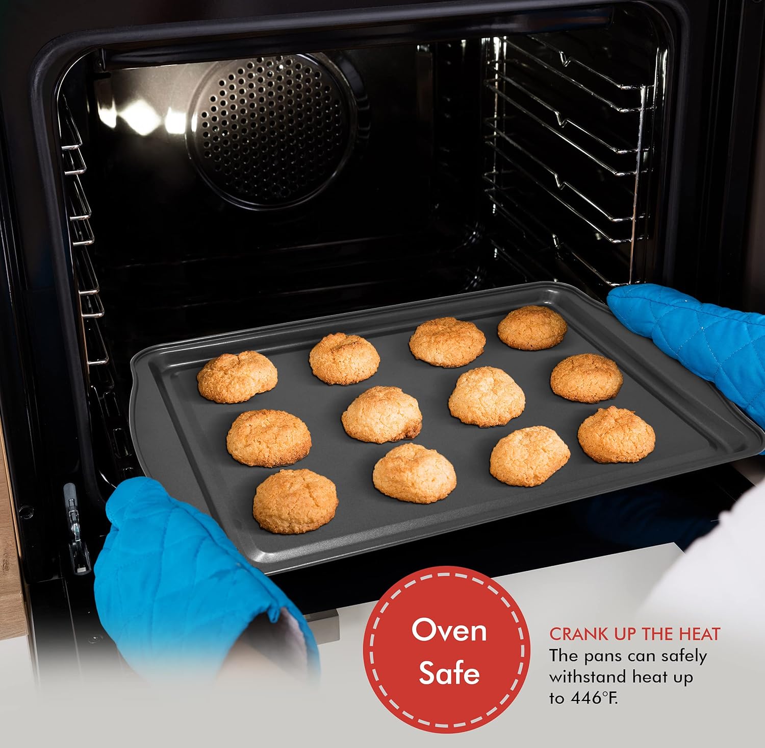 Perlli Non-Stick Baking Sheets - 3-Piece Carbon Steel Oven Tray Set (Small, Medium & Large)