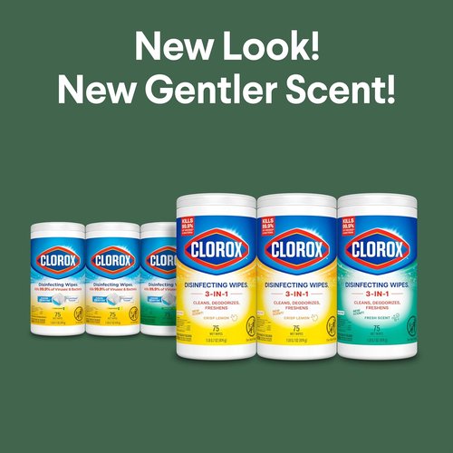 Clorox Disinfecting Cleaning Wipes - Bleach-Free Fresh Scent & Crisp Lemon | 75 Count, Pack of 3