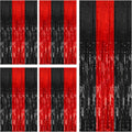 Skiennix 5 Pack Foil Fringe Curtains - Black & Red Party Backdrop Decorations for Events & Celebrations