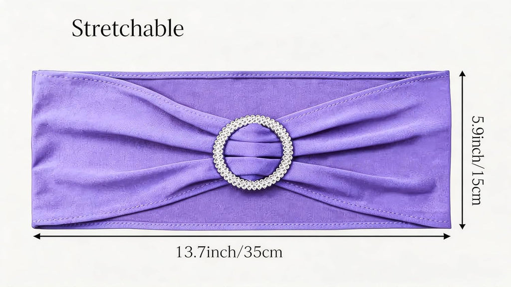 Skiennix Spandex Chair Sashes - Pack of 50 Lavender Chair Bows for Weddings & Events