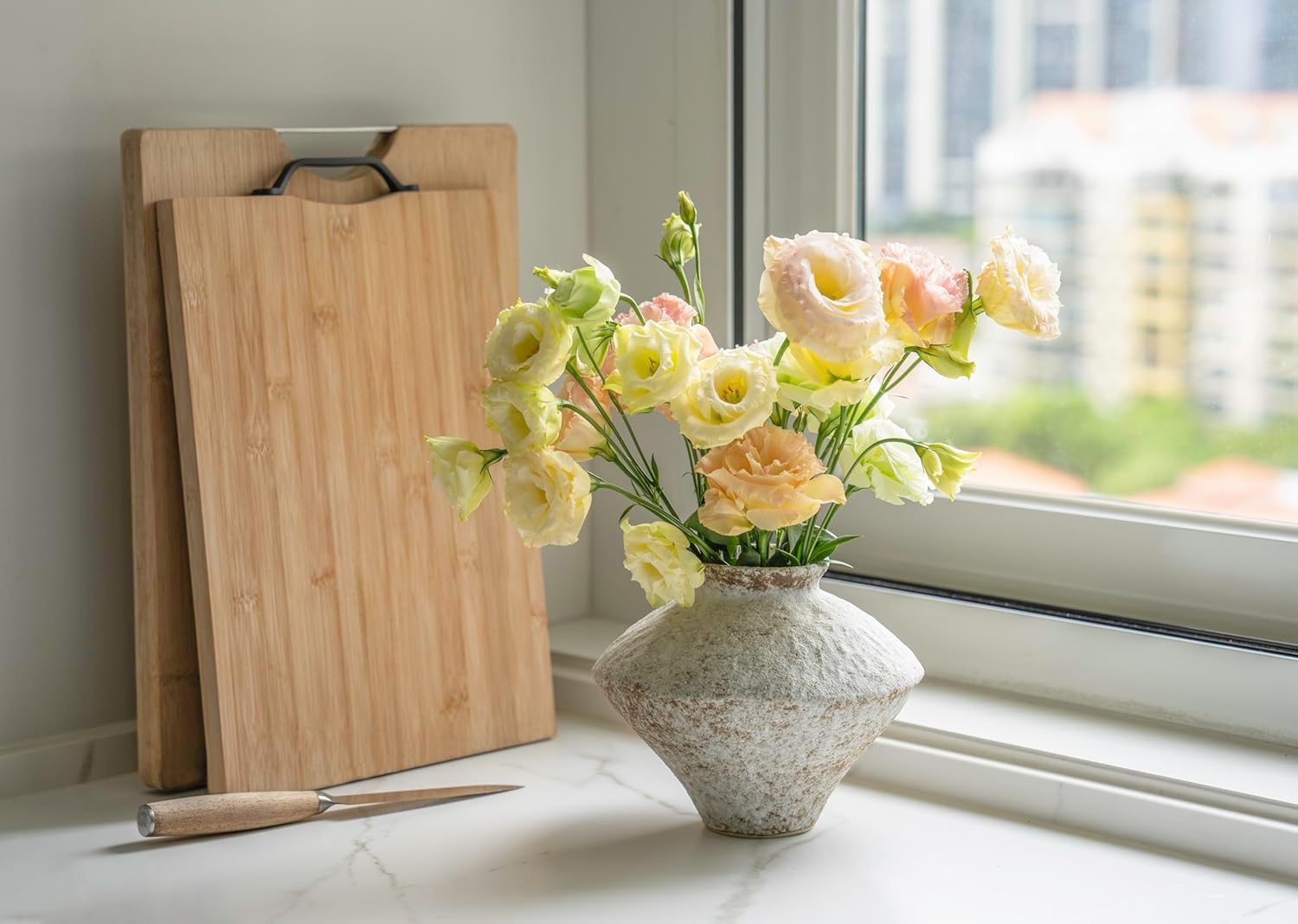 Rustic Farmhouse Ceramic Vase - Handcrafted Distressed White Pottery for Home Decor | Centerpiece & Gift