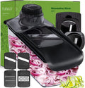 Fullstar Mandoline Slicer - 6-in-1 Kitchen Tool with Safety Glove | Versatile Fruit, Veggie & Cheese Cutter (Black)