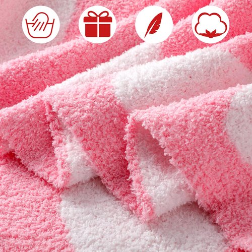 FuWeave Heart Pillow Blanket and Pillow Set Include 50 x 60 Inch Double Sided Pink Flannel Blanket and Heart Shaped Plush Throw Pillows for Home Living Room Bed Couch Sofa Decor Lover Gifts