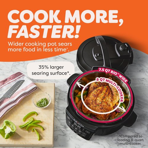 Instant Pot 7.5QT RIO Wide - 7-in-1 Electric Multi-Cooker with WhisperQuiet Steam Release | Large Capacity & Versatile Cooking Functions