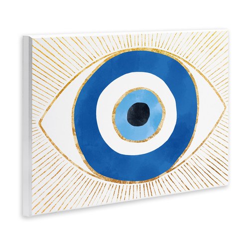 Stupell Industries Evil Eye Shape Striped Mati Symbol Wood Wall Art, Design by Ziwei Li, Wall Plaque, 15 x 10