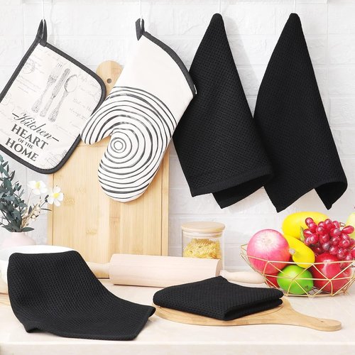 Homaxy 100% Cotton Dish Cloths - Ultra Soft, Absorbent & Quick Drying | 12x12 Inches, 18-Pack, Black