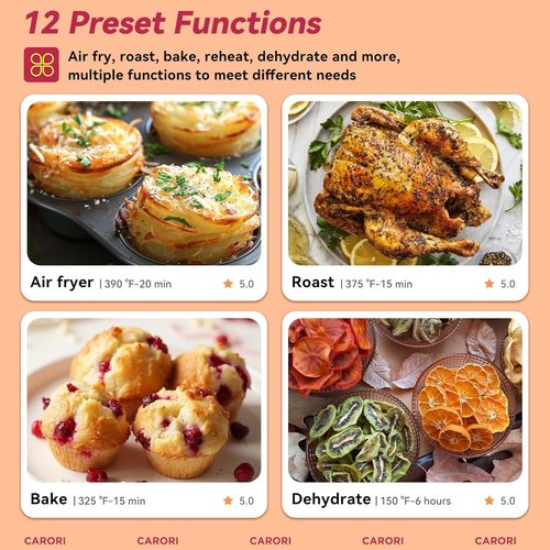 Air Fryer - 12 Presets with Viewing Window | 6Qt Large Capacity, 400℉ Max Crisp, Nonstick Basket