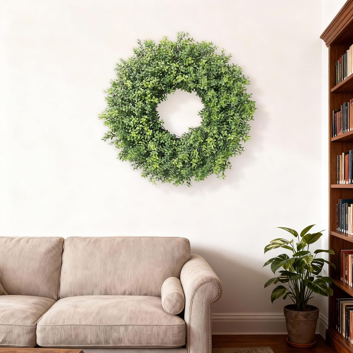 Regine Switzerland 26" Artificial Boxwood Wreath - Fresh Greenery for Front Door & Outdoor Decor