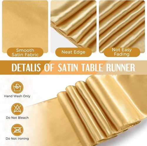 Breling Black and Gold Disposable Tablecloths Set - 24 Packs with Satin Runners | 54 x 108 Inch Tablecloths, 12 x 108 Inch Runners for Weddings, Graduations, and Parties