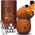 Original Charred Wooden Bourbon Drinking Glass, 11oz Handcrafted Whiskey Glasses for Men, Unique Unbreakable Old Fashioned Whiskey Glass for Dad, Husband or Bourbon Lovers