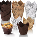 Skiennix Tulip Cupcake Liners - 150 Pcs Greaseproof Baking Cups for Weddings & Parties