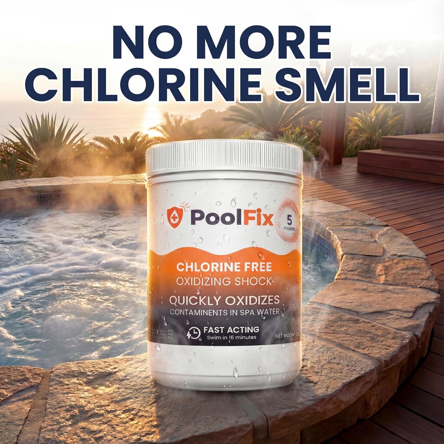 Non-Chlorine Spa Shock - Chlorine-Free Hot Tub Oxidizer for Clear Water & Odor Elimination - 5 lb