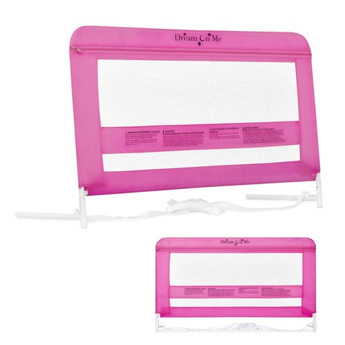 Dream On Me Lilibet Mesh Safety Bed Rail in Pink for Twin, Full and Queen Size Bed, Bed Rail for Toddler