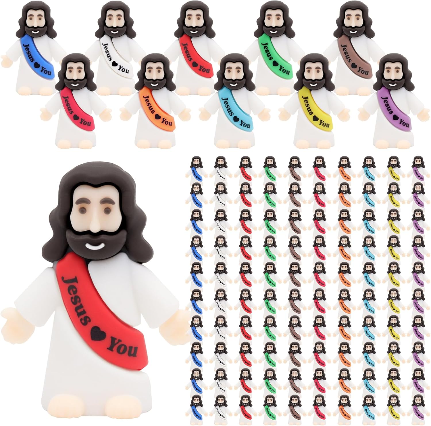 Owurha Mini Jesus Figurines - 100 Pcs Tiny Religious Figures for Sunday School & Baptism Gifts