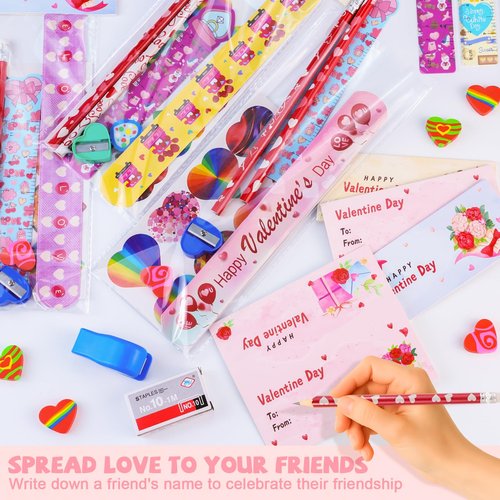 AT-DRESSINGDAY Valentine's Day Gifts Party Favor 28Pcs Stationery Gifts Party Favor Goodie Bag Exchange Gifts Rewards Prizes