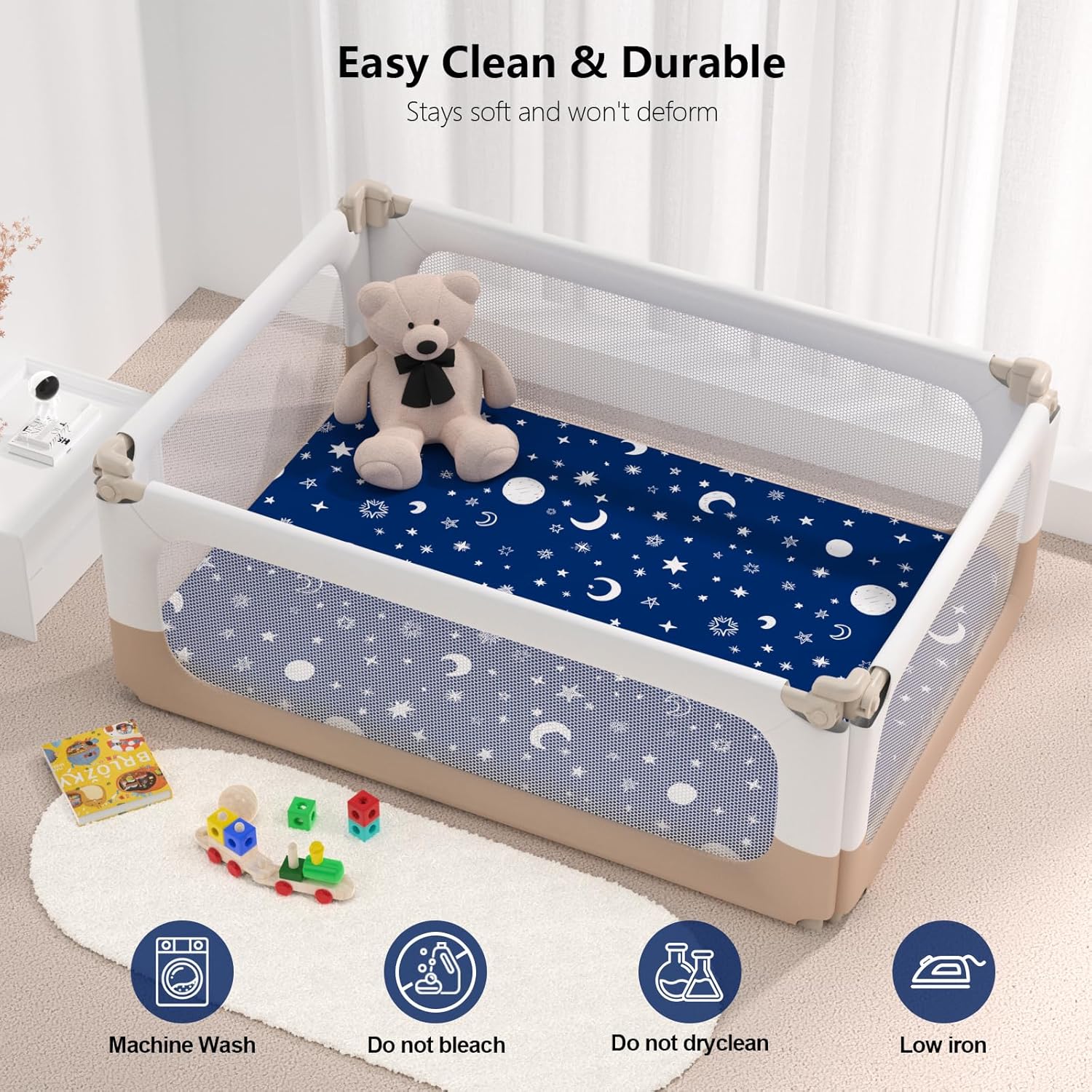 Pack N Play Sheets Fitted by [Brand Name] - 2-Pack Soft & Breathable Mini Crib Sheets | Starry Sky & Clouds