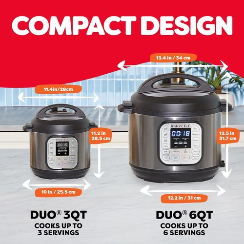 Instant Pot Duo Mini Electric Pressure Cooker - 7-in-1 Multi-Function, 3 Quart, Stainless Steel | Free Recipe App Included