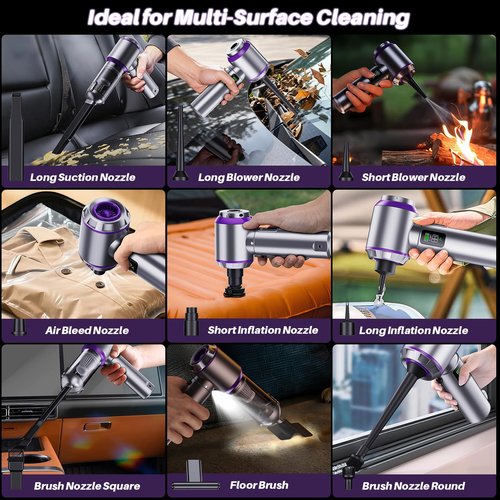 Olubfdh Car Vacuum Portable Cordless, 22000PA High Power Handheld Vacuum Cordless with Brushless Motor & LED Light, Small Vacuum for Car, Home, Pet, Office