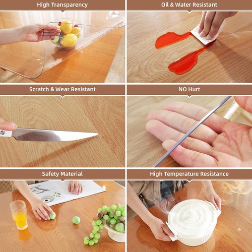 Warmstar Clear Table Protector 2mm Thick, 35x63 Inch Clear Table Cover Protector, Plastic Table Cover, Clear Desk Mat Desk Pad, Desk Protector Mat for Coffee Table, Writing Desk, Dining Room