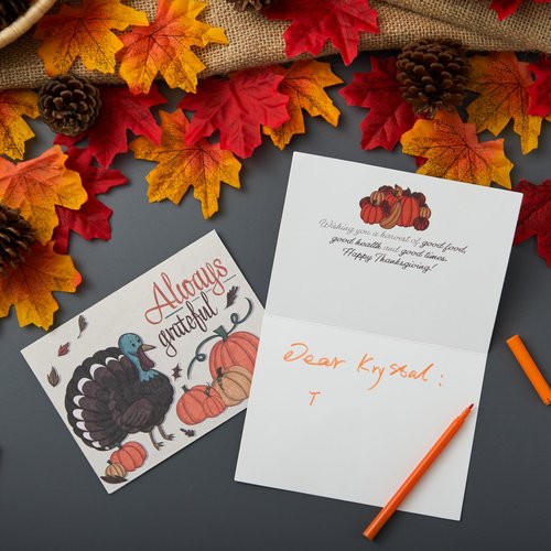 JOYIN 36Pcs Thanksgiving Cards Turkey Thank You Greeting Gift Pumpkin Cards for Fall Autumn Holiday Parties Celebrations, Harvest Wedding Dinner