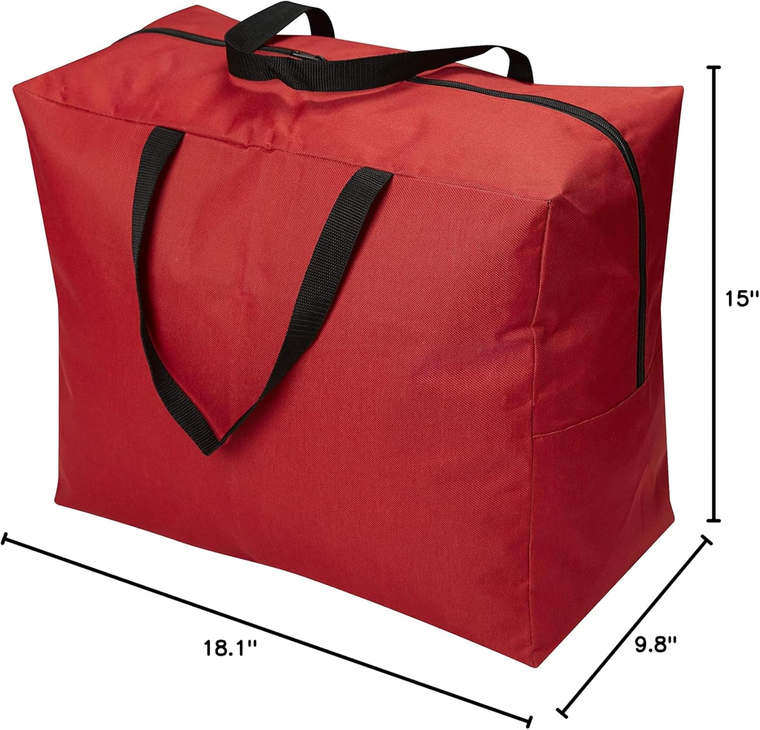 ProPik Holiday Ornaments Storage Bag - Tear-Proof Polyester with Handles | 15” x 9.8” x 18.1” (Red)