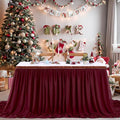 Burgundy Table Skirt 14FT Chiffon Table Skirting 2 Layer Rectangle Green Tablecloth for Birthday Baby Shower Wedding